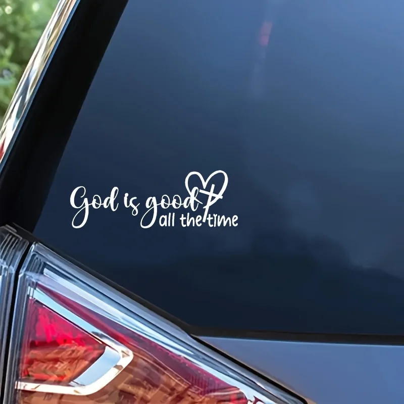 God Is Good Always Christian Bible Verse Sticker Elegant Font Heart Car Window Decal Faith Durable Auto Styling Accessories