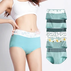 5Pcs/Set High Waist Cotton Panties Women Body Shaper Underwear Seamless Lovely Print Comfort Briefs Female Breathable Lingerie