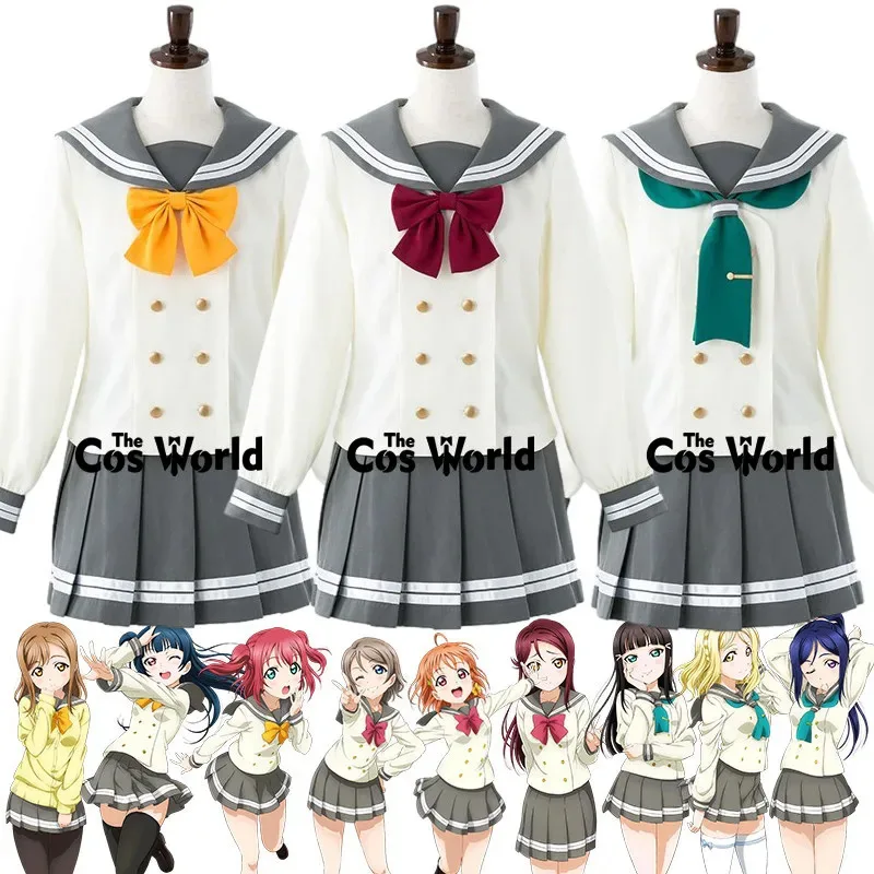 

Love Live Sunshine Aqours Winter Uranohoshi High School Uniform Takami Chika Watanabe You Sailor Suit Anime Cosplay Costumes