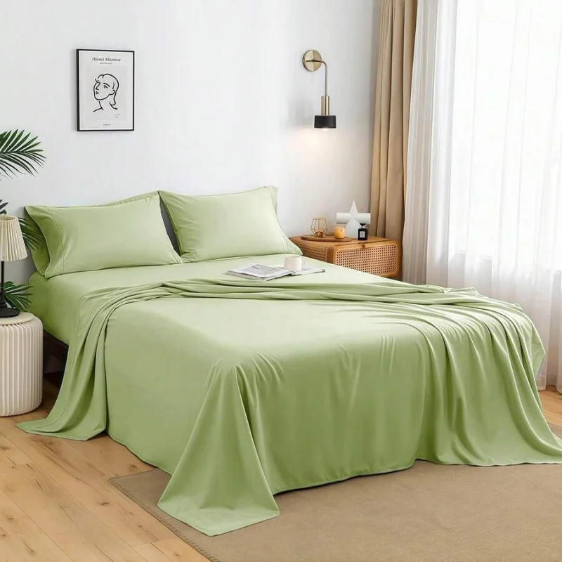 

Комплект постельного белья из 4 предметов, 18 дюймов, для кровати Queen-size, с глубокими карманами, дышащий и охлаждающий, без складок, роскошный и комфортный.