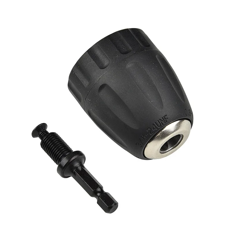 0.8-10mm 3/8Inch 24UNF Keyless Drill Bit Chuck Clip 1/4inch Hex Shank Rod Adapter Easy To Use 3/8Inch 24UNF Keyless 1/4inch Hex