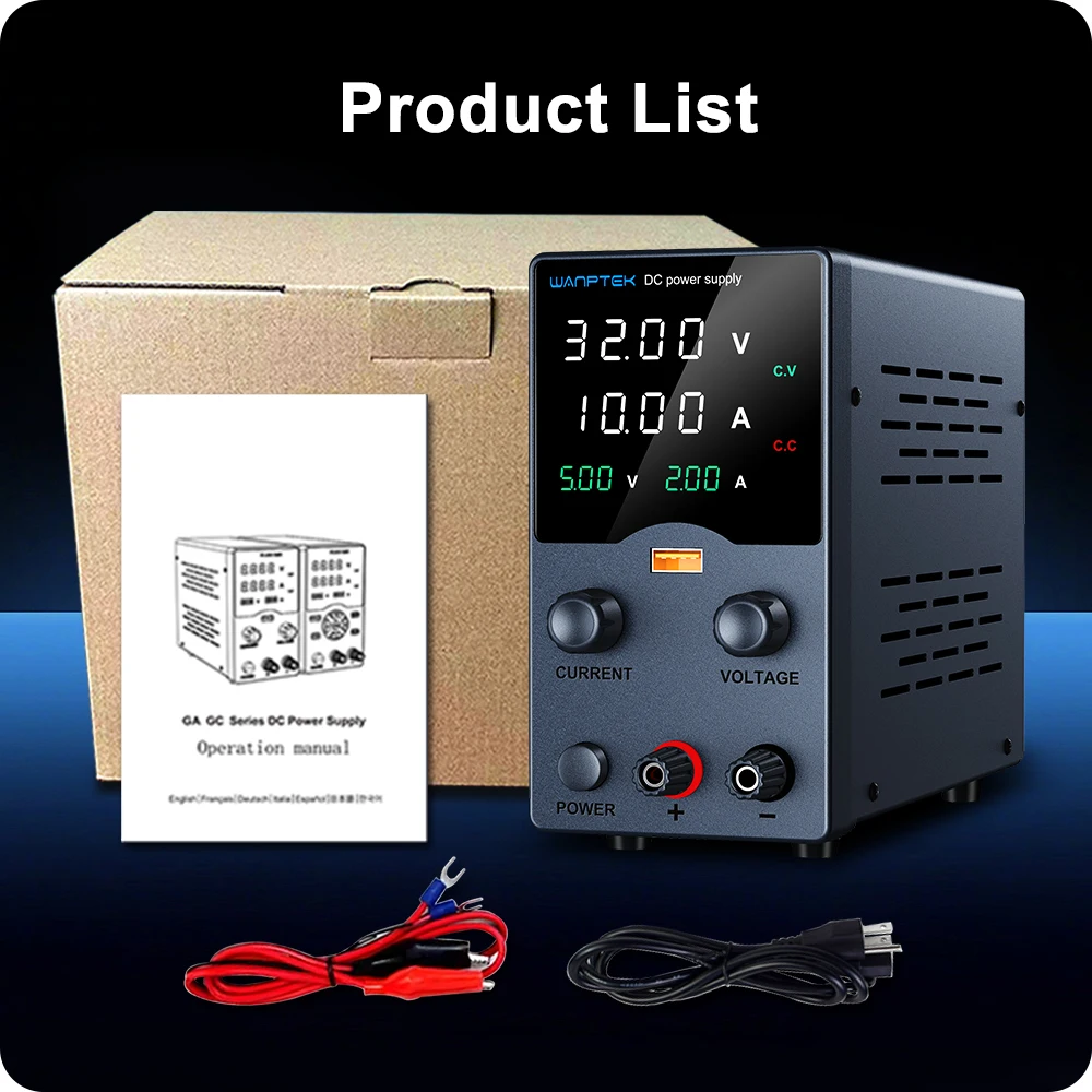 Wanptek Labornetzteil, einstellbar, 0–30 V, 0–10 A/0–60 V, 0–5 A/0–120 V, 0–3 A, mit USB-Ausgang, Display-Tisch, DC-Netzteil – Detail 7