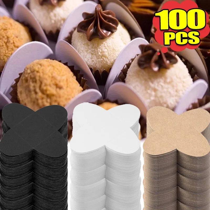 100/50PCS Chocolate Paper Wrappers Candy Kraft Paper Spacer Candy Tray Dessert Base Truffle Liners Muffin Wrap Cases Packaging