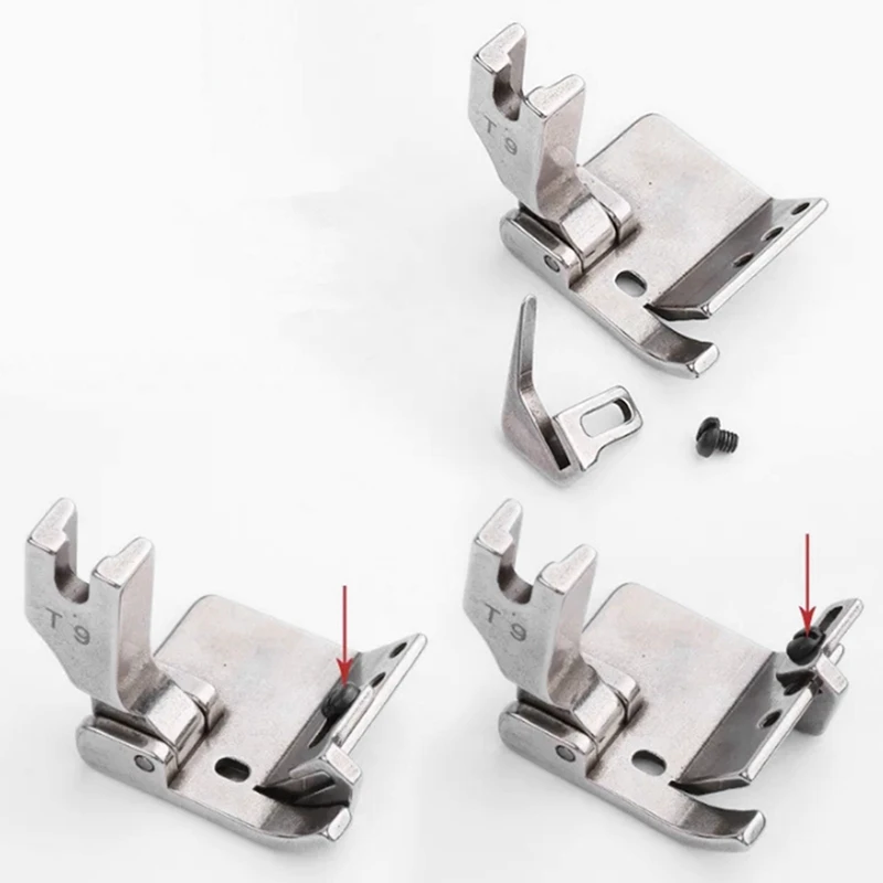 2 PCS T9 Universal Presser Foot Adjustable Hemming Steel Hemming 3-In-1 Multifunctional Sewing Machine Presser Foot