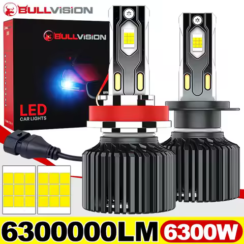 6300000LM 6300W H4 H7 Led Headlights Canbus H11 H8 H9 9012 9006 9005 Turbo 16 Core 7580 CSP Car Bulbs With Fan 6000K Powerful G3