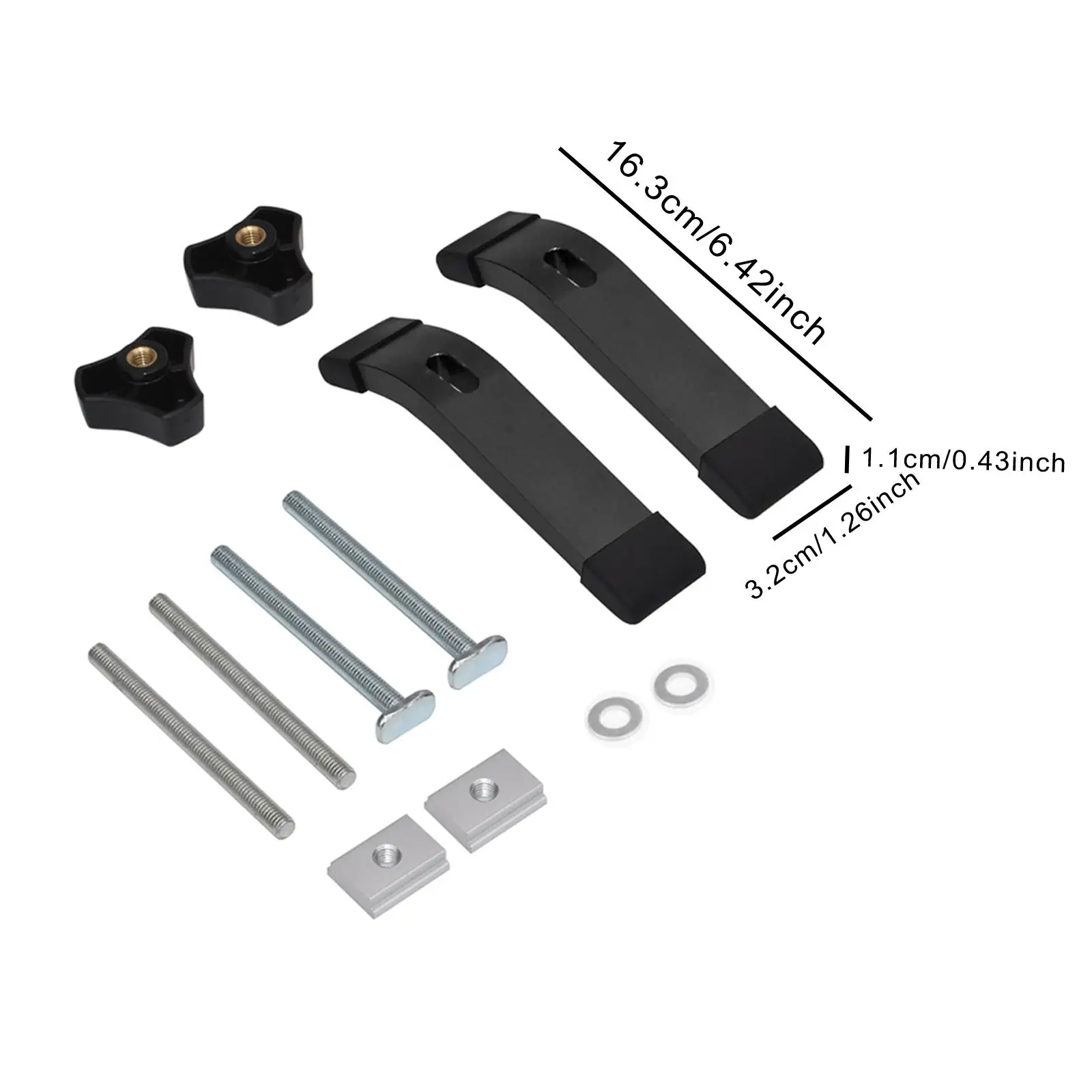 T Tracks Hold Down Clamp Aluminum Alloy Adjustable Work Holding Rustproof Press Plate Clamp with Bolt and Silder for Panels