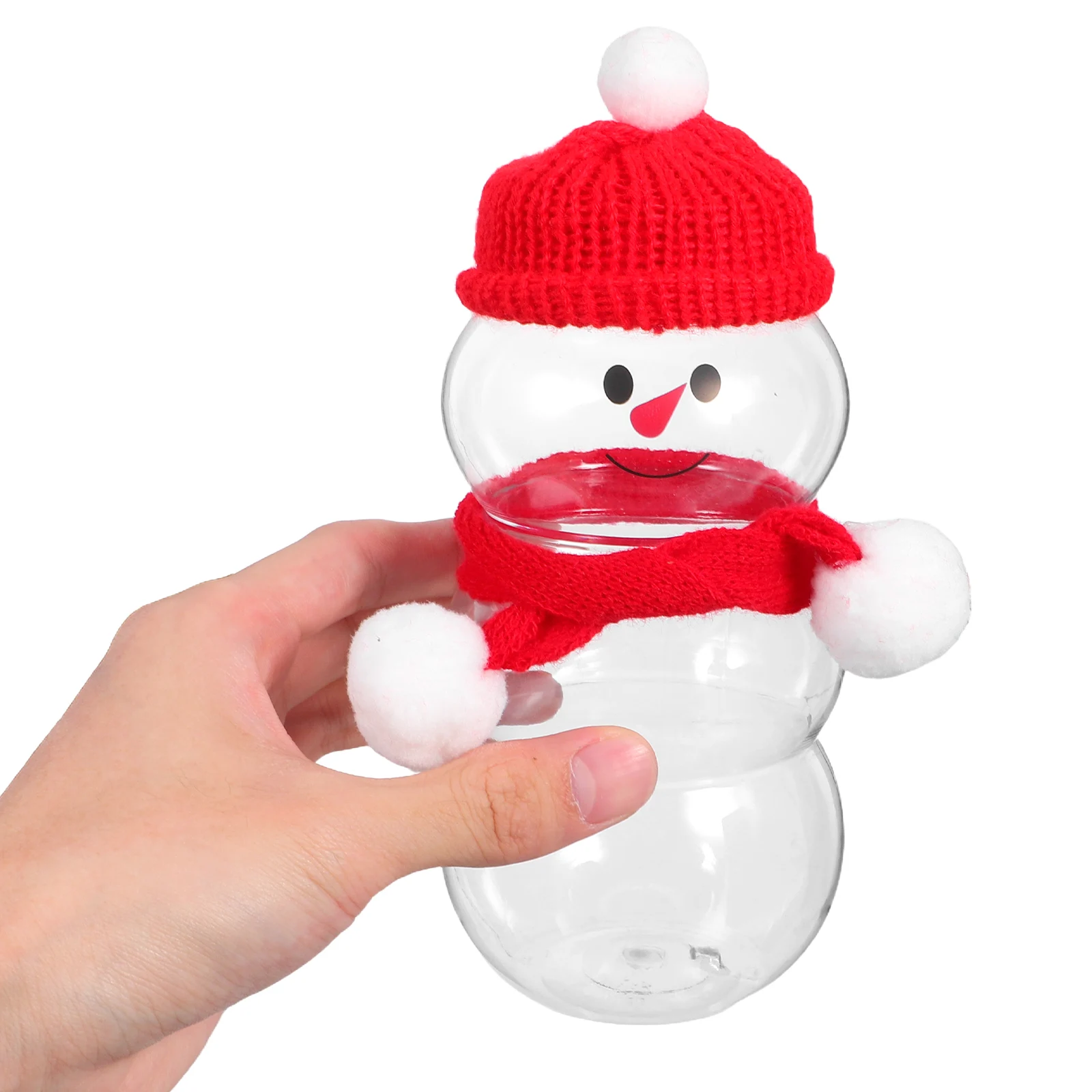 

10Pcs Reusable Snowman Bottles Plastic Christmas Containers for Milk Juice Smoothies Holiday Decorations Candy Storage Jar