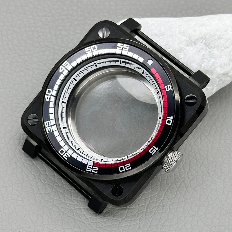Mod 42mm Schwarzes Quadratisches Piloten-Cockpit-Gehäuse mit Transparenter Rückseite Passend für NH34 NH35 NH38 NH36 4R 7S Uhrwerk Saphirglas Uhrengehäuse-Teil – Detail 18