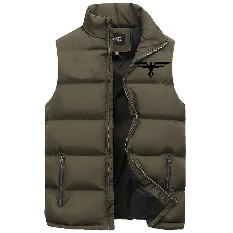 Autumn and Winter Men's and Women's Tank Sleeve Coat Warm Vest Standing Collar Casual Top Printed Top Puffer Vest