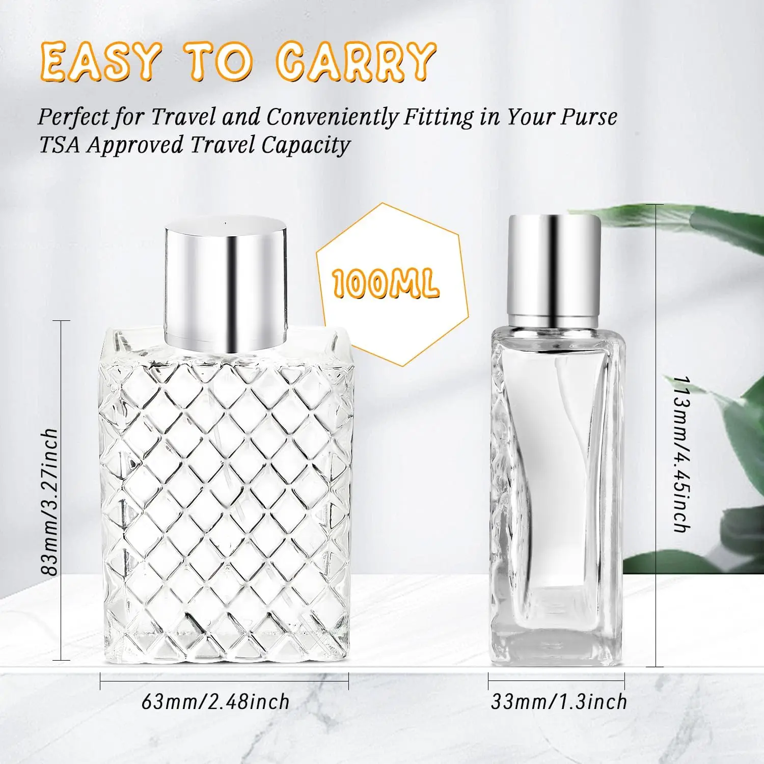 6 reusable spray perfume bottles, glass mist spray bottles, suitable for essential oil, cologne funnel, pipette.