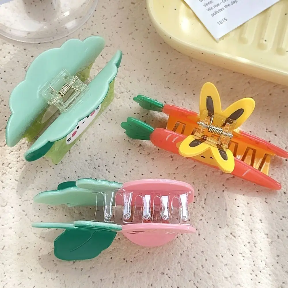 크리에이티브 한국 스타일 야채 머리핀 달콤하고 귀여운 작은 상어 클립 토끼 당근 아세트산 집게핀 헤어 액세서리