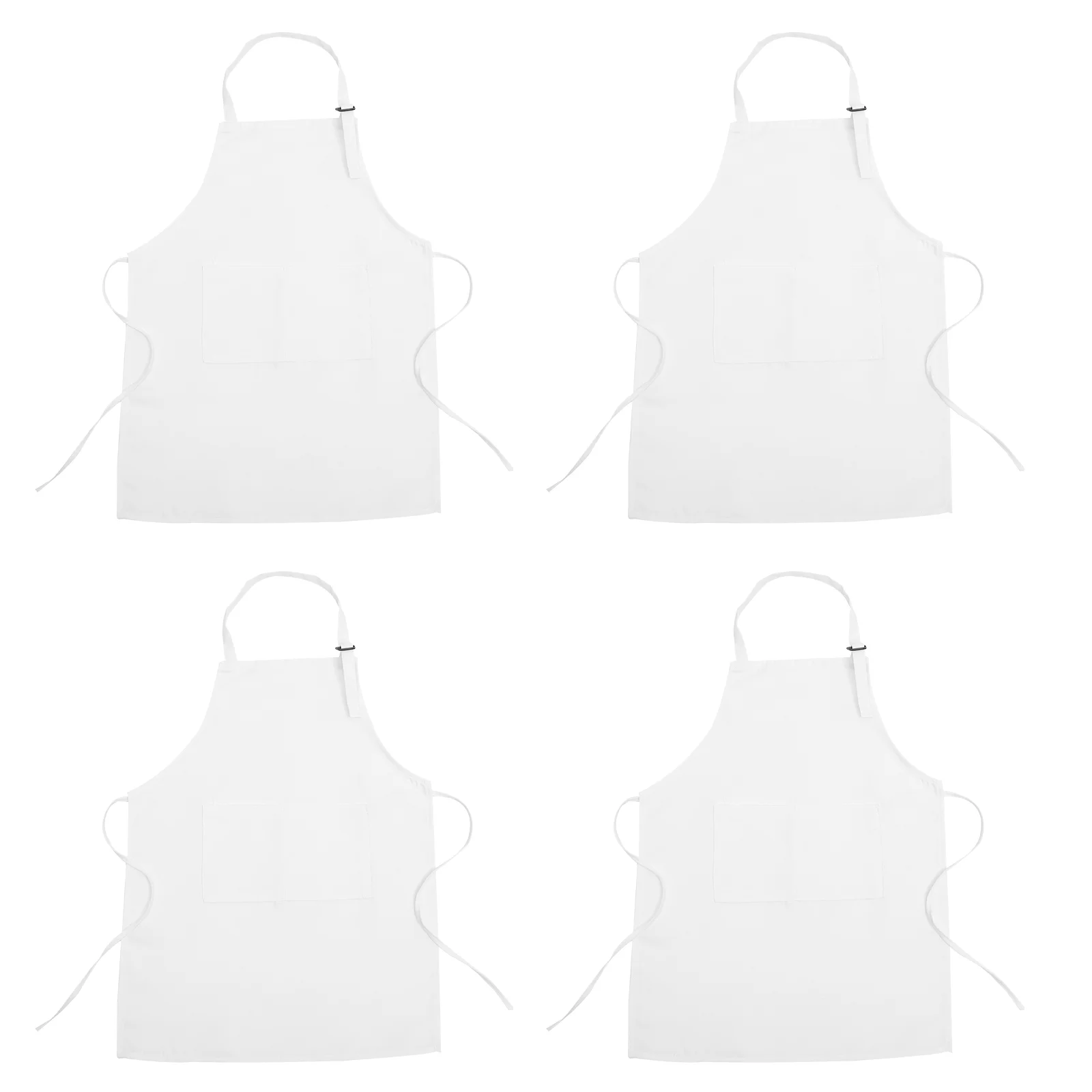 4 Pcs Kindergarten Apron Adjustable Children's 4pcs/pack White M Size Polyester Drawing Lovely Kids Blank Painting Toddler