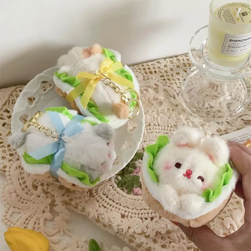Porte-clés en peluche avec pendentif en forme d'animal de dessin animé mignon, nourriture créative Kawaii, poupée en peluche, breloque pour sac à dos, accessoires cadeaux