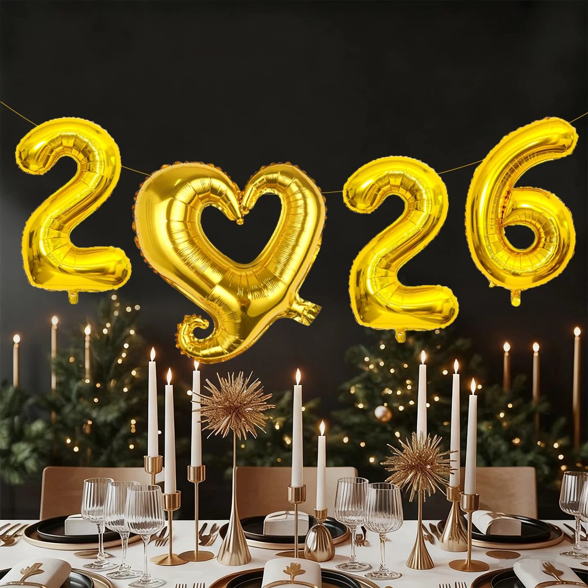 4 قطعة/المجموعة 2026 بالونات رقائق القلب للعام الجديد - أرقام 16 بوصة 18 بوصة قلب مجعد ذهبي وفضي للاحتفال بالحفلات #1