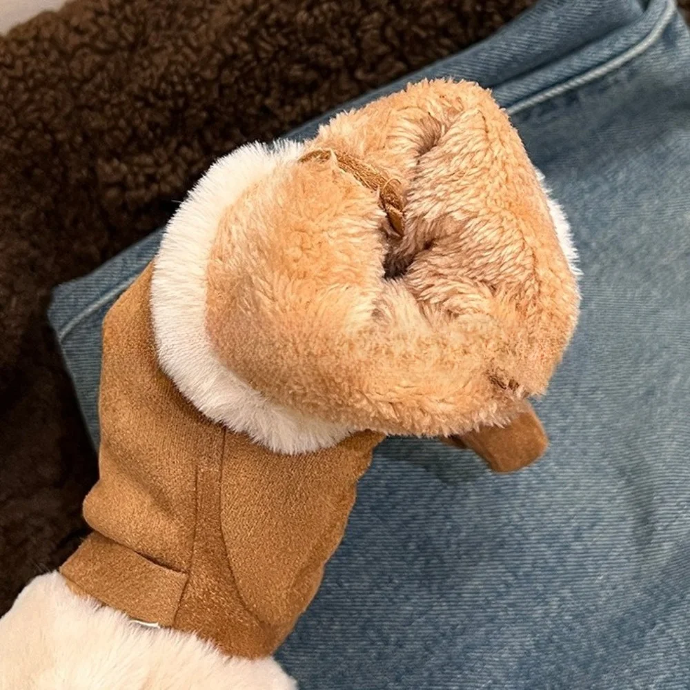 

Зимние теплые перчатки в стиле ретро с сенсорным экраном, однотонные уличные велосипедные перчатки с термоподкладкой, ветрозащитные замшевые перчатки с пятью пальцами