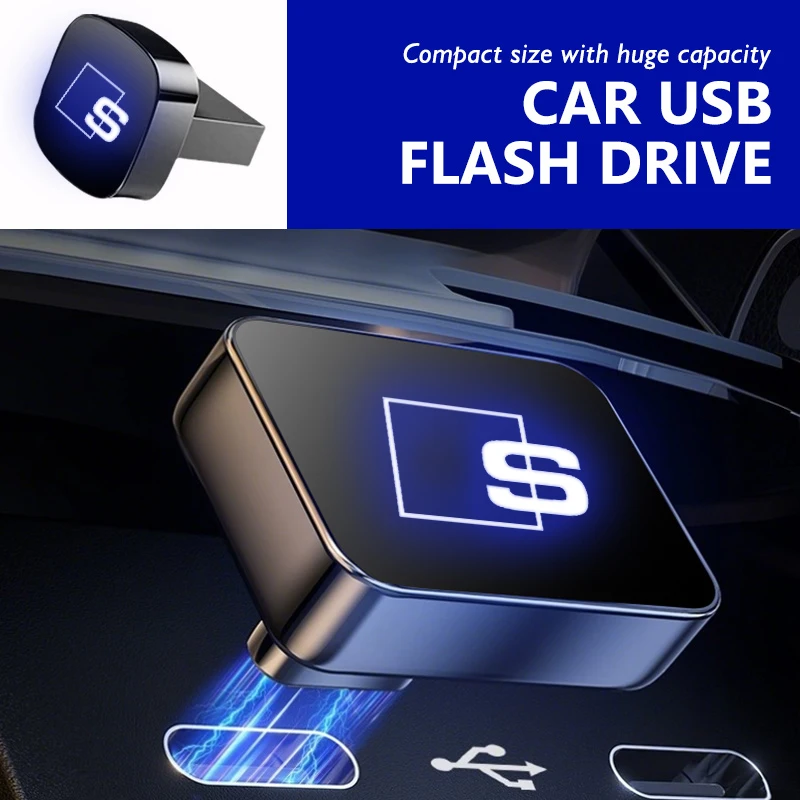 Car Dashboard Portable Storage 32GB/64GB Square USB Flash Drive For Audi A3 8P TT 8V A4 B8 RS3 RS4 S5 S6 S7 A3 Q3 A4L