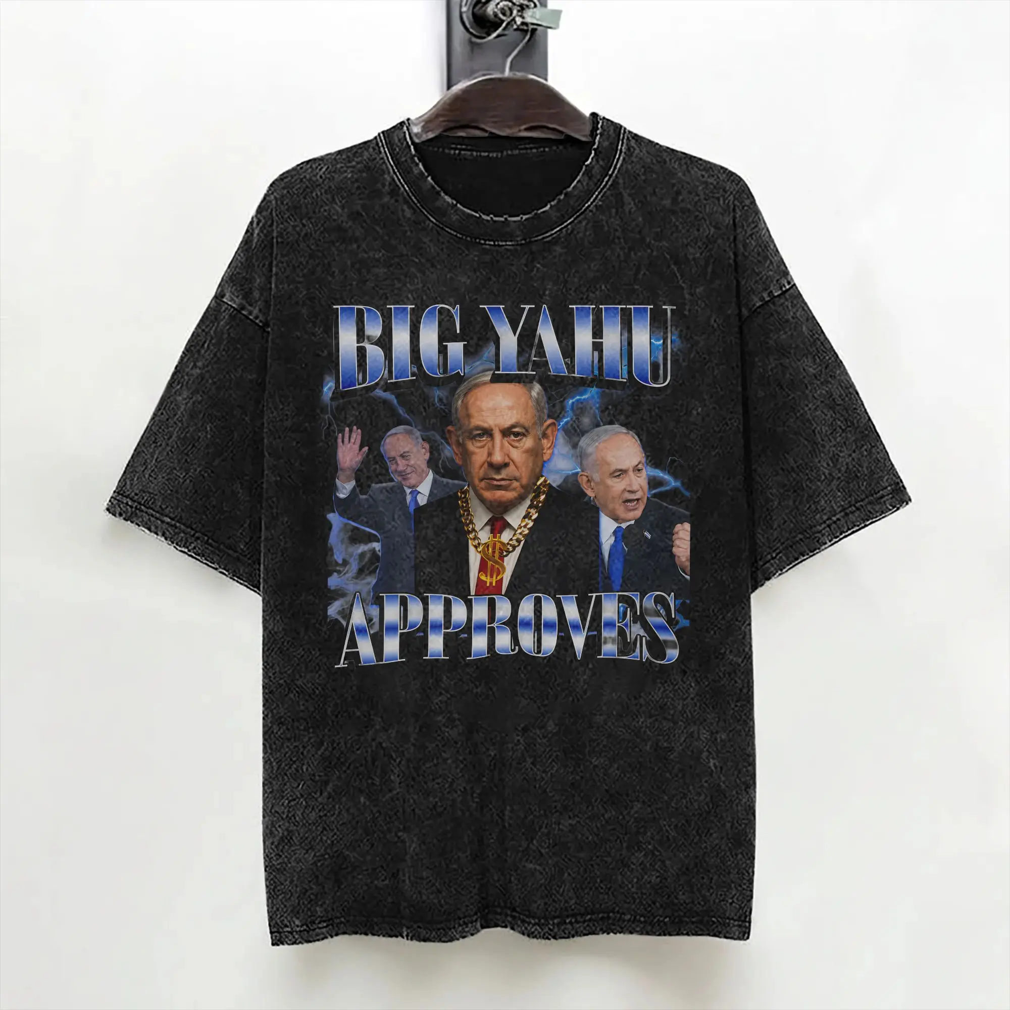 Benjamin Netanyahu T Shirts Washed Short Sleeve Oversize T-Shirt  Novelty for Men Women Streetwear Printed Tops Tees
