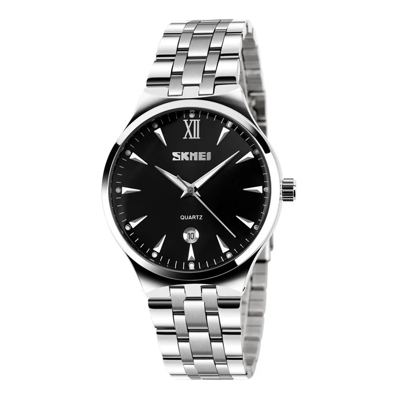 New Men Stainless Steel Band Alloy Quartz Watch 30M Water Resistant Simple Design Wristwatches for Couples