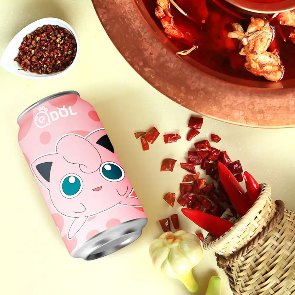 QDOL White Peach Flavored Sparkling Water - Pokemon Edition, 330ml