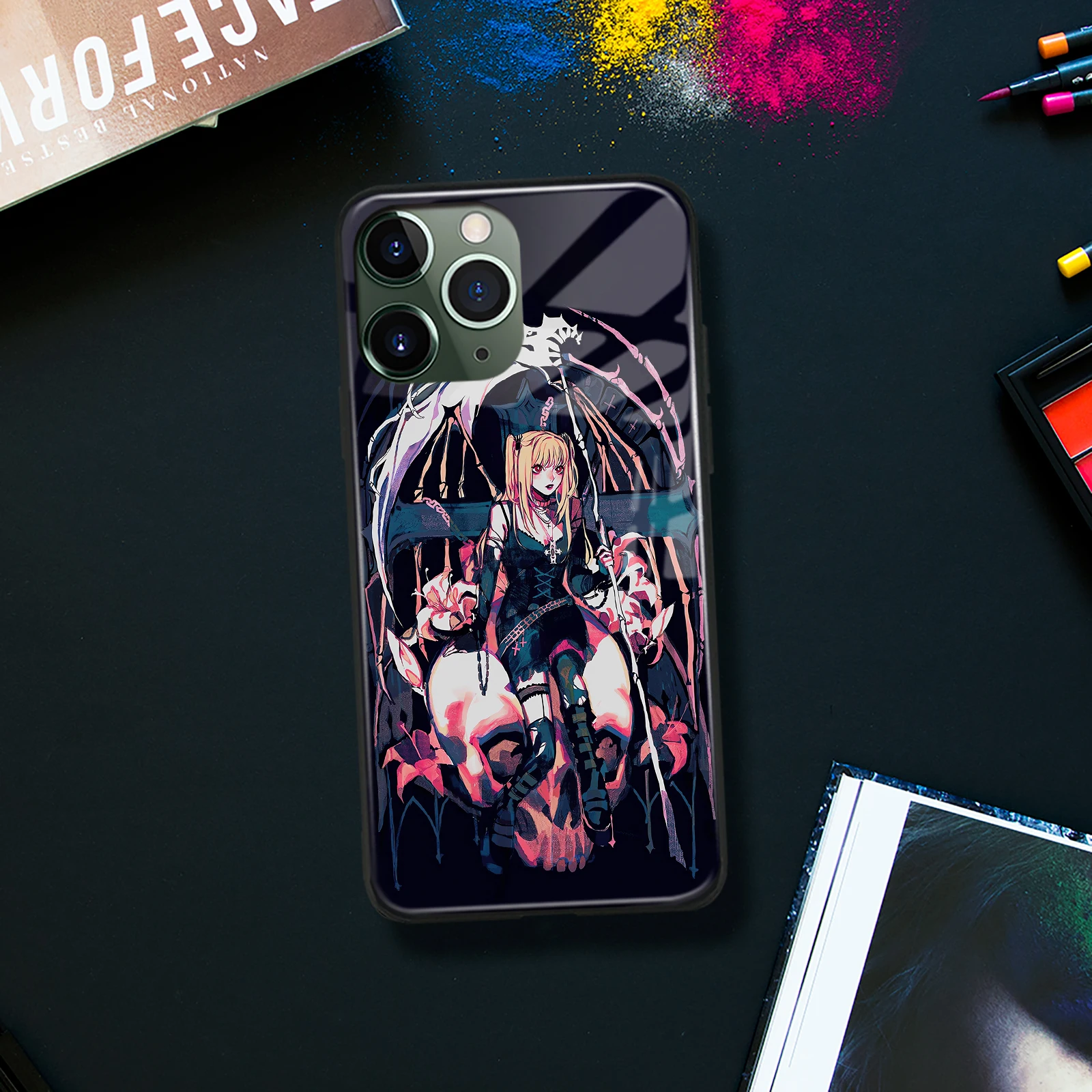 Misa Amane Anime Character TPU Tempered Glass Phone Protective Case for iPhone Xr Xs 7 8 15 Plus 12 13 Mini 11 14 15 16 Pro Max