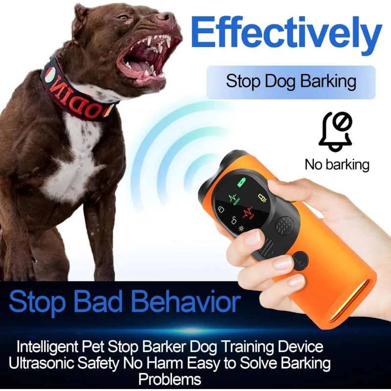 

3X Ultrasonic Dog Repeller Anti Bark Device Rechargeable Dog Training Tool with LED Flashlight Safe & Effective
