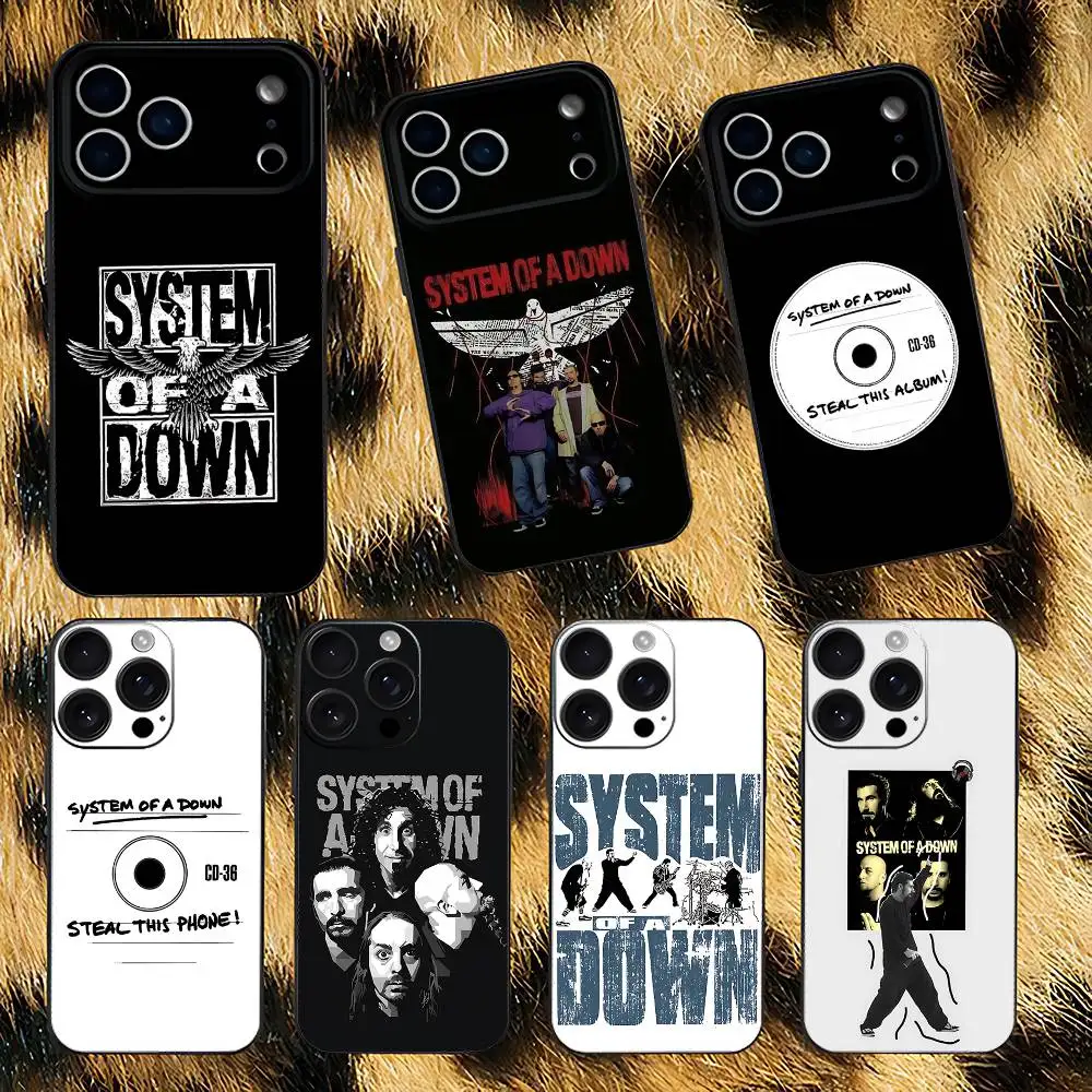 

S-System of a Down Rock Band Phone Case For iPhone 17,16,15,14,13,12,11,Pro,XS,Max,XR,Plus,E,SE4,Mini Black Soft Cover