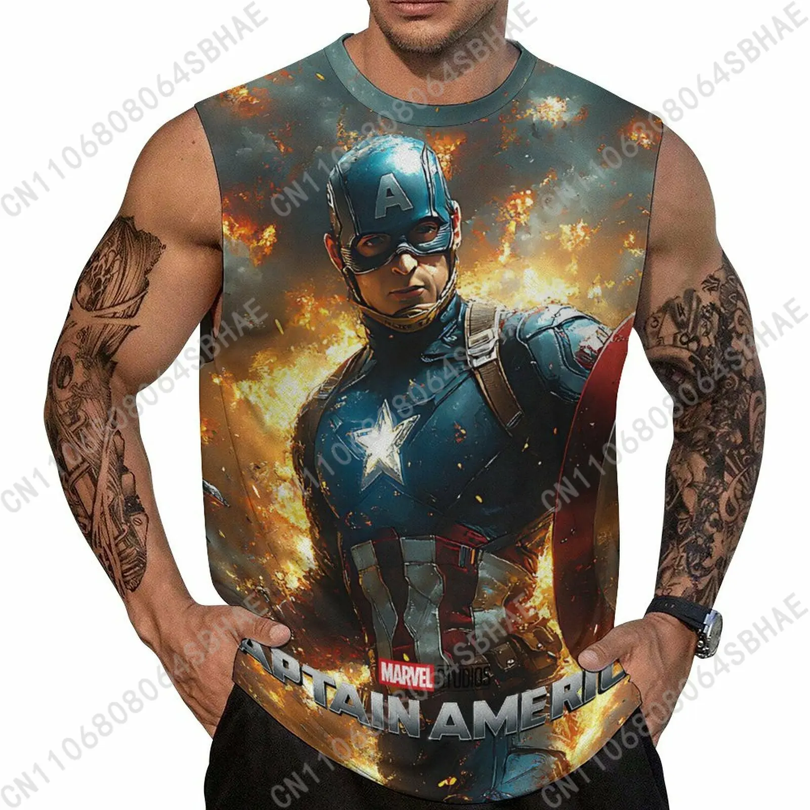 

Marvel Captain America Custom Men's Sleeveless Shirt Personalized Tank Top Wear Summer Vest Tops Men Daily Use Cosplay