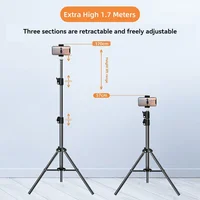 Trípode para transmisión en vivo de 170cm con soporte para teléfono y anillo de luz, soporte de termómetro de Metal para cámara, teléfono, grabación de vídeo Selfie