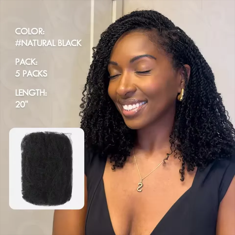 

4 # Афро-кудрявые вьющиеся человеческие волосы для плетения косичек, вьющиеся волосы, перуанские наращивание волос для наращивания дредов, создание дредов