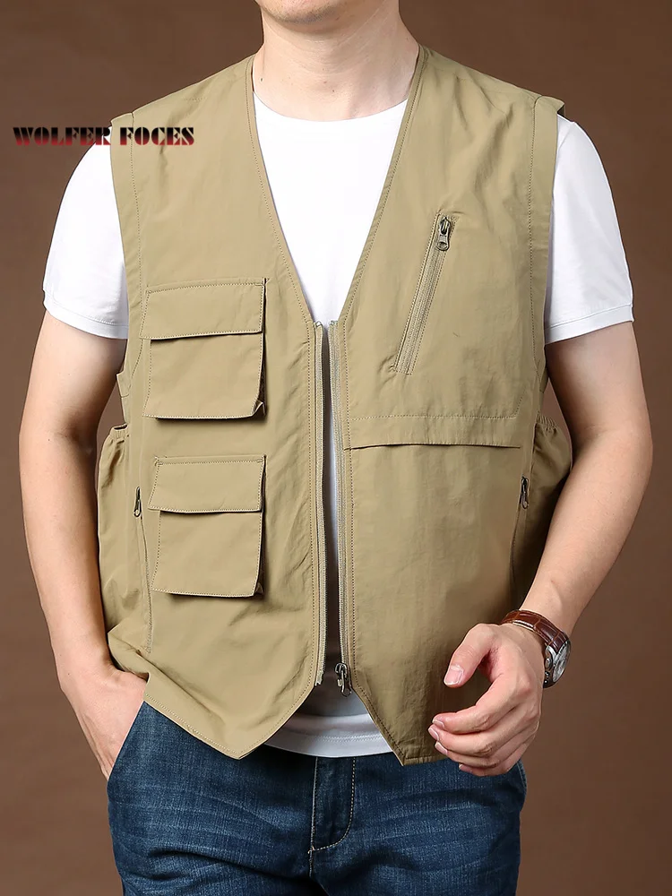 Work Vest Men Coat Tactical Jackets Men's Clothing Motorcyclist Sleeveless Jacket Summer Hunting Motorcycle MAN