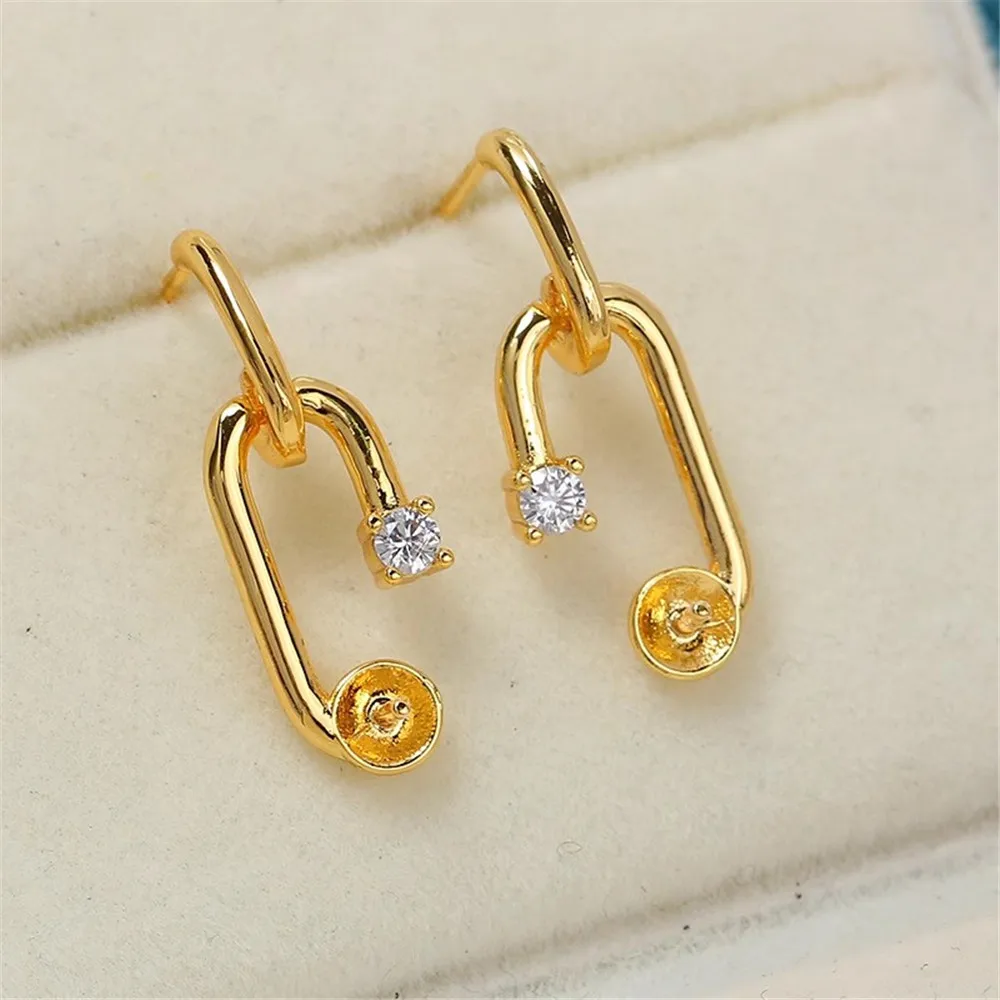 19 Style Pearl Stud Earrings Setting Base 14K Gold Simple Fashion Temperament Handmade Diy Jewelry Making Findings&Components