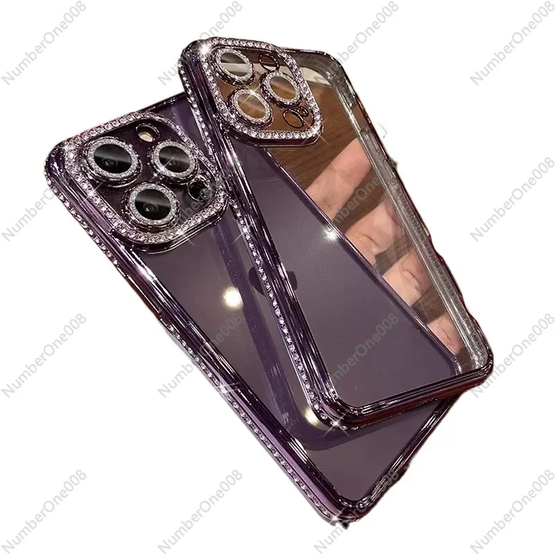 

Подходит для Iphone 16 Pro Max Чехол для мобильного телефона, инкрустированный бриллиантами и пленкой для объектива 15, Премиум Sense Apple 14, «все включено»