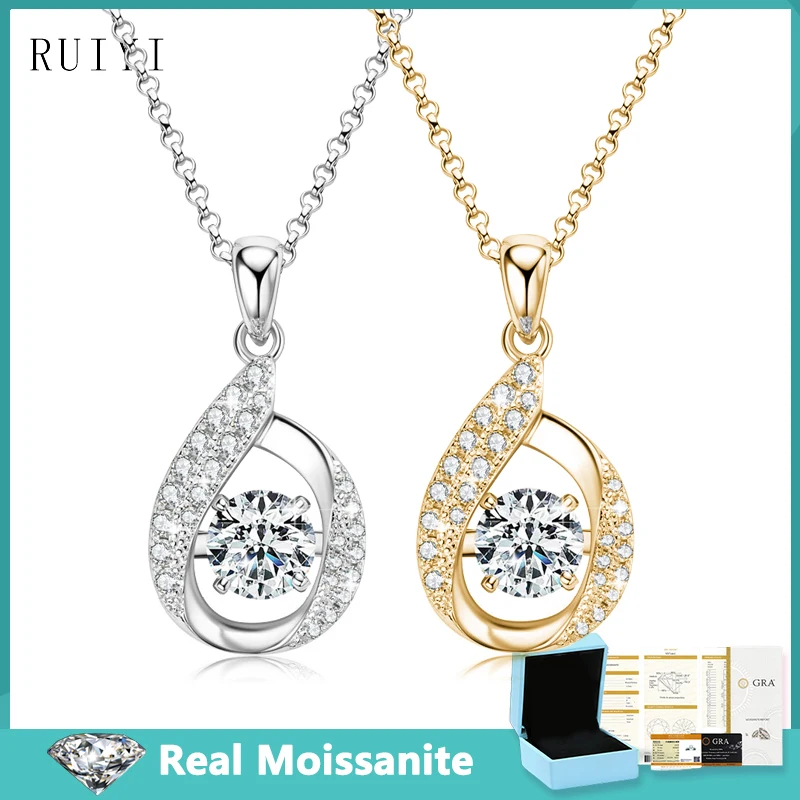 

GRA Certified D VVS1 Moissanite Water Drop Pendant Necklace 1ct 6.5mm Lab Diamond 925 Sterling Silver Dainty Necklaces for Women