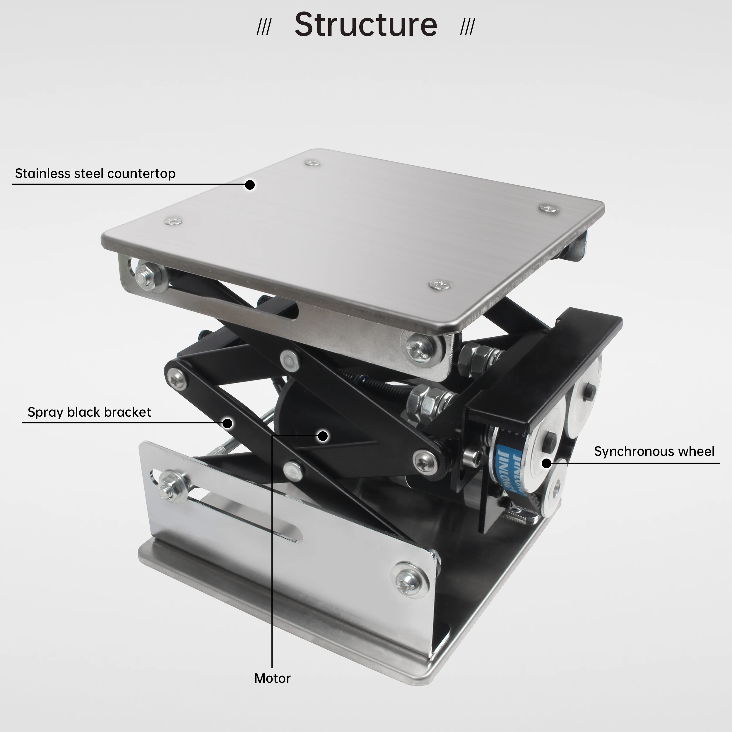 الفولاذ المقاوم للصدأ CNC منصة الرفع الكهربائية مختبر الجدول حامل التحكم عن بعد قابل للتعديل رافع تتحرك تحميل 10 كجم #6