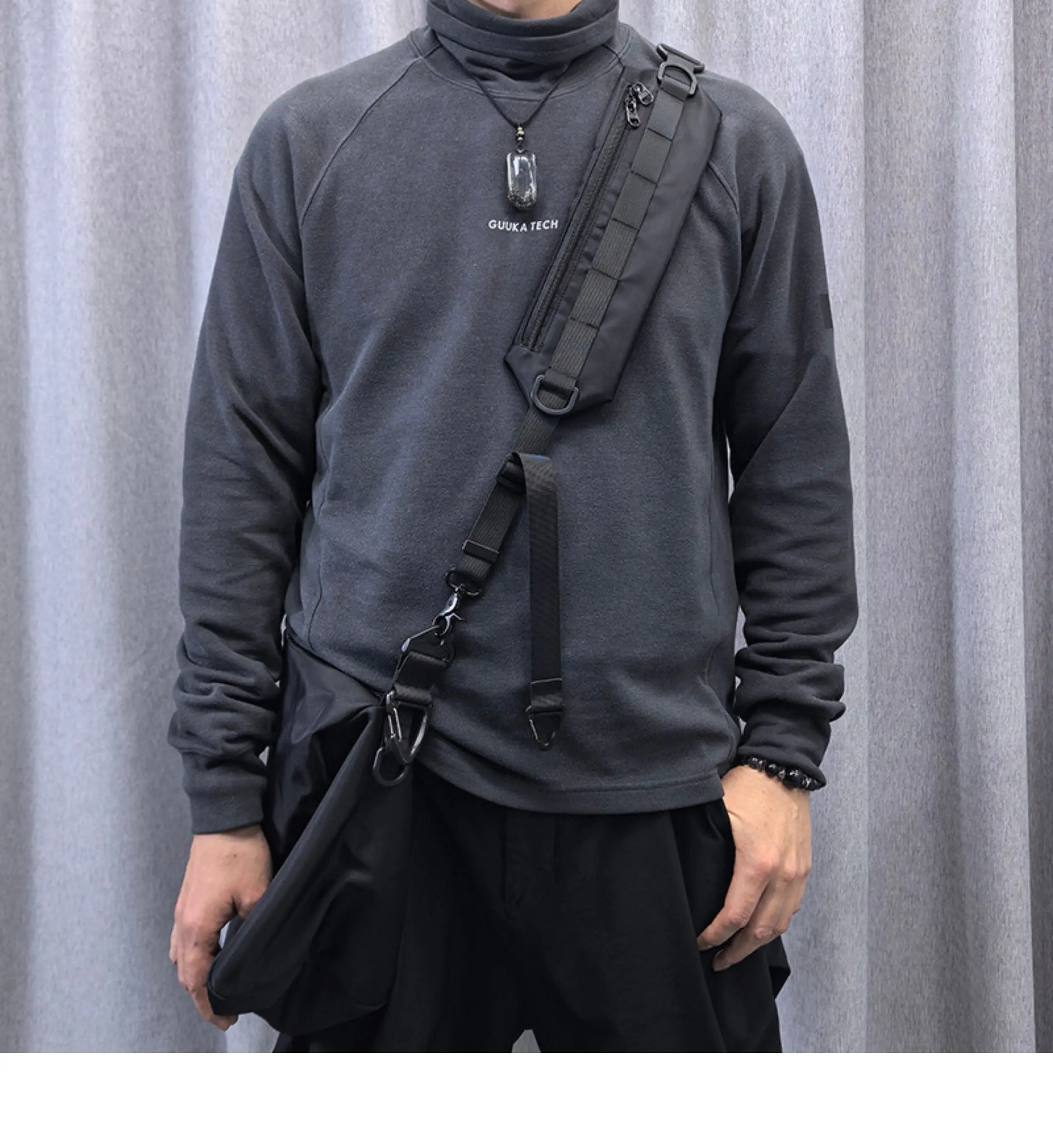 Multi-purpose Adjustable Bag Strap With Phone Storage Pouch Detachable Tactical Techwear Shoulder Strap Bag Accessories