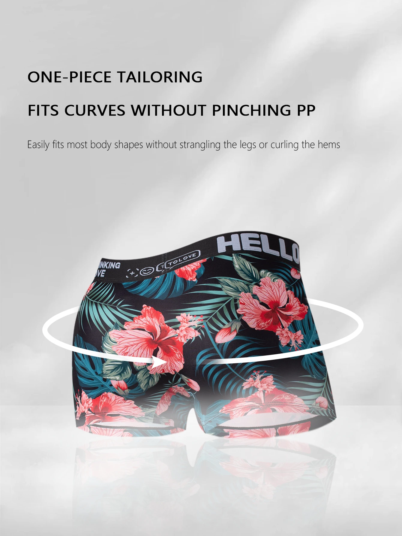 Men\'s underpants 3 pcs personalized letter waist fashion flower print soft and comfortable men\'s boxer shorts