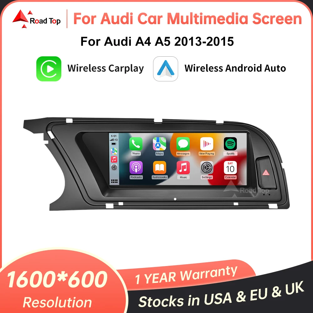 8.8 Inch Linux Touch Screen Wireless Carplay Multimedia Display For Audi A4 A5 2013-2015 Android Auto Airplay Miracast Functions