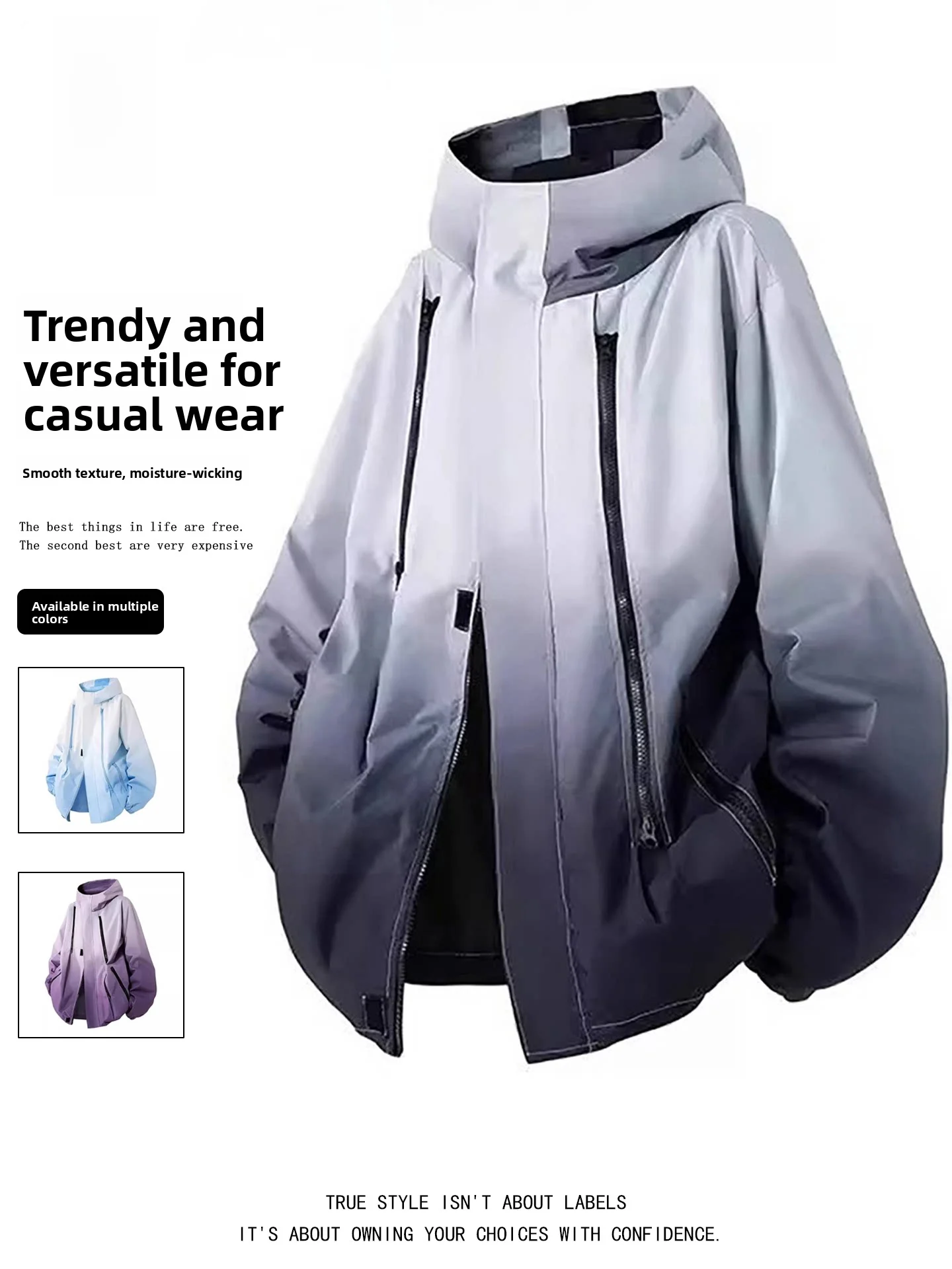 

Модная спортивная повседневная куртка Nanilou с градиентным рисунком, мужская ветрозащитная, водонепроницаемая, универсальная функциональная верхняя одежда с капюшоном