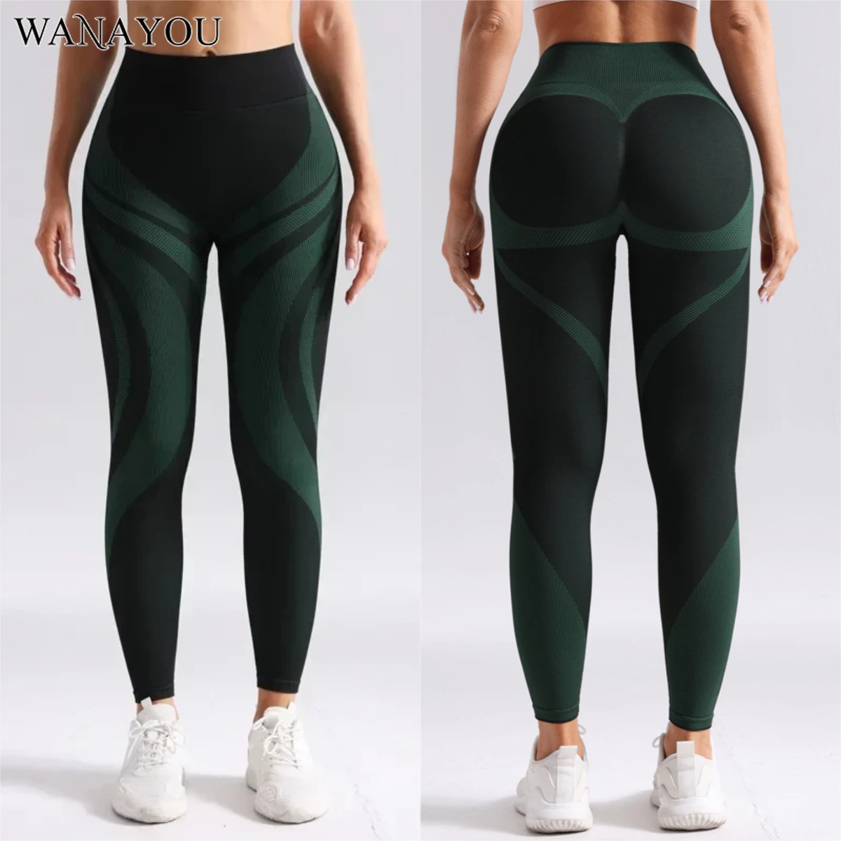 

Бесшовные женские штаны для йоги WANAYOU, спортивные леггинсы с высокой талией, массажные ягодицы, леггинсы для фитнеса, быстросохнущие упражнения