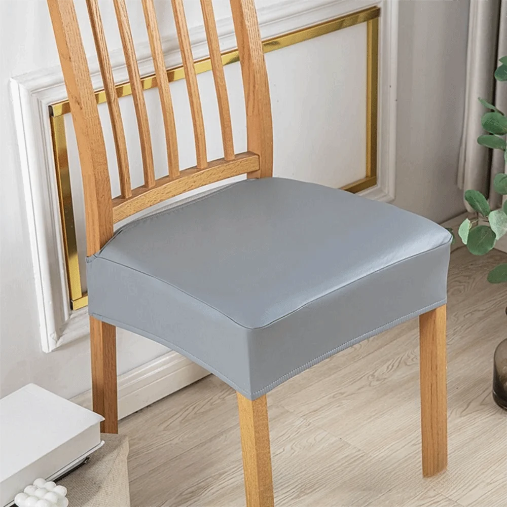 Square Shape PU Leather Chair Cover PU Leather Removable Elastic Chair Slipcover Easy Installation Oil-resistant