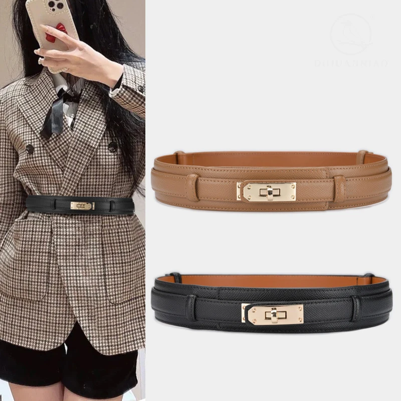 

2025 Ladies Genuine Leather Belt Dress Shirt Decorative Latch Buckle Belts for Women High-quality Wide Waistband Waist Belt