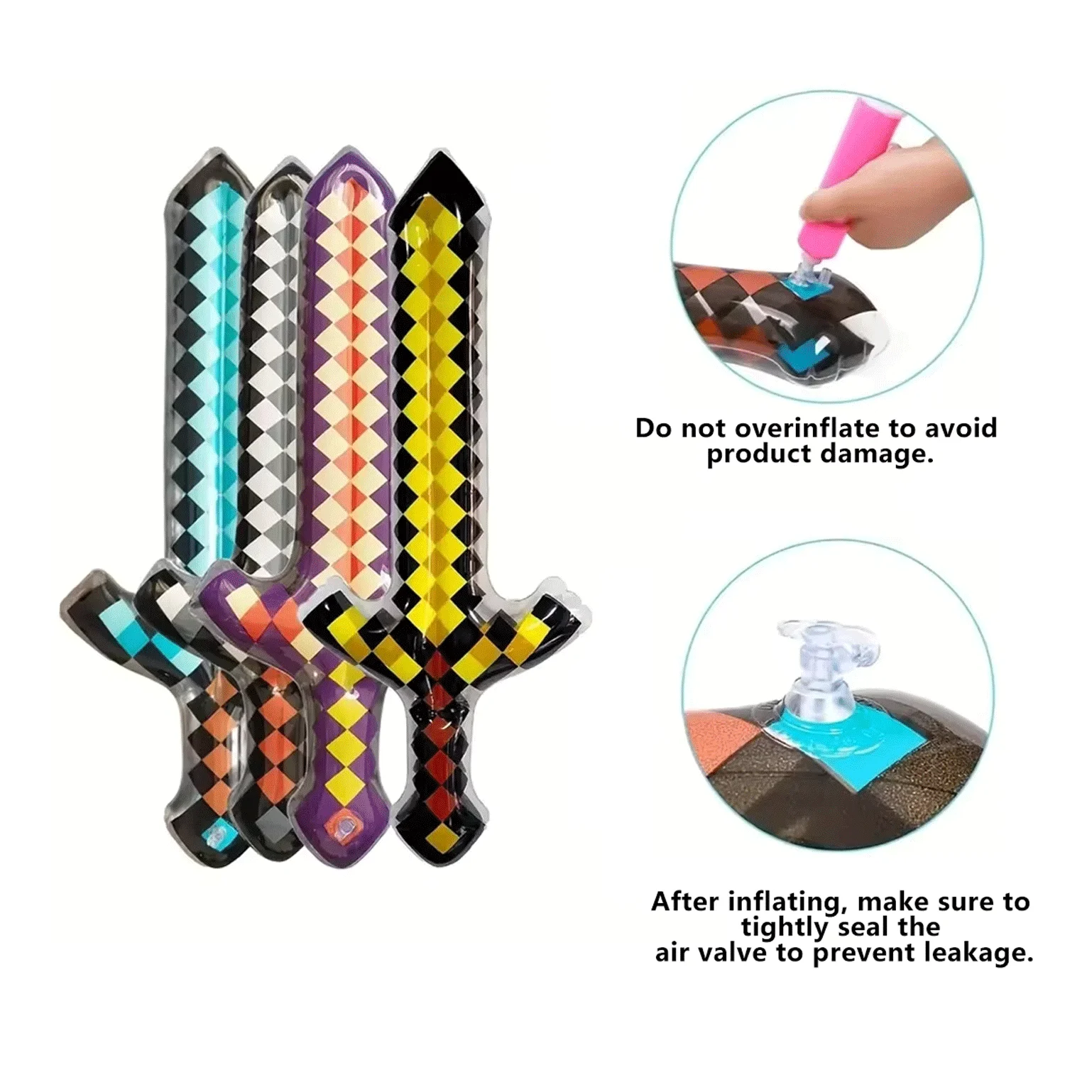 Pixel Style Inflatable Gemstone&Gold Sword Kids Parent-Child Interactive Toys Safe Children's Gifts Outdoor Indoor Play Supplies