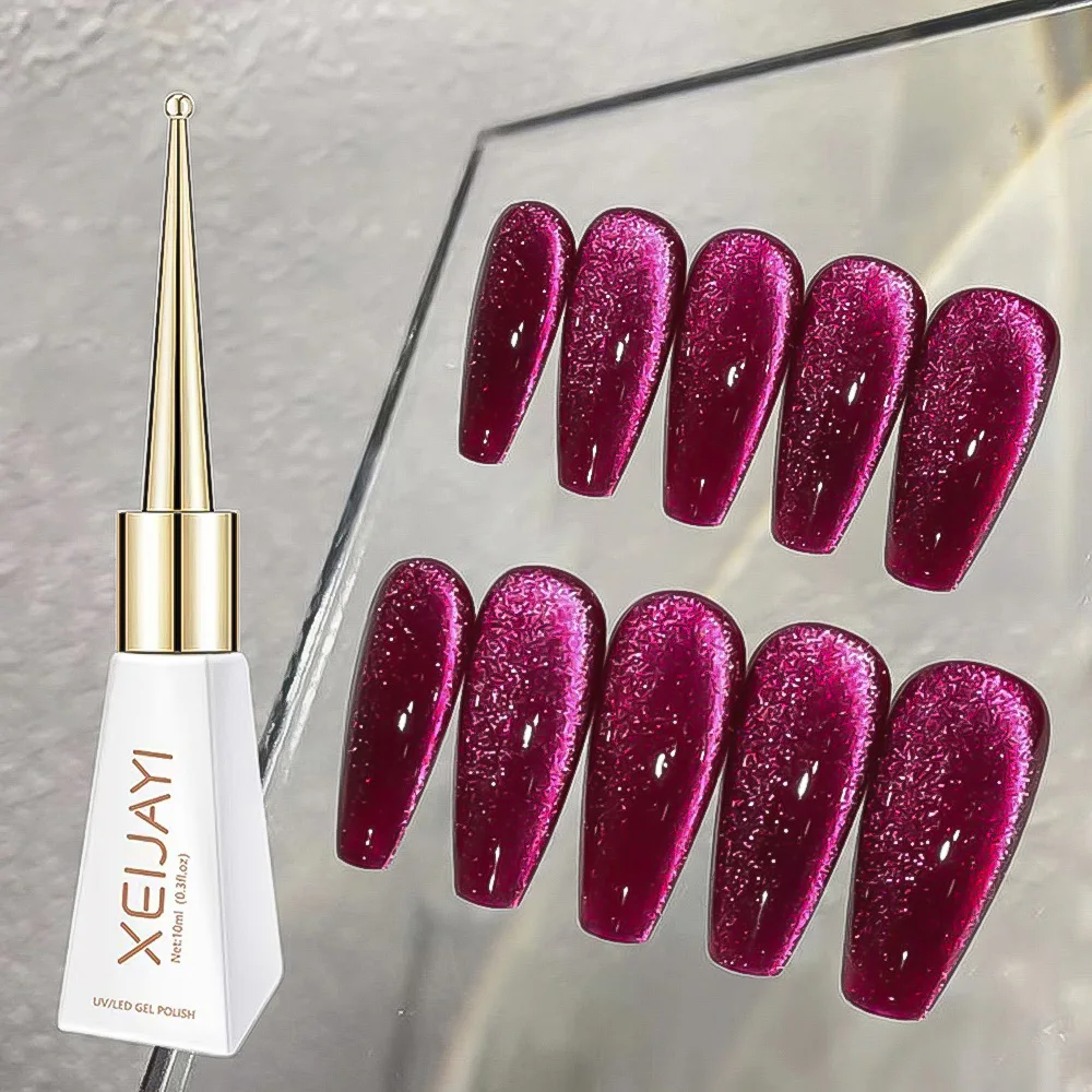 10ml Flamingo Red Magnetic Cat eye Gel Gemstone Glitter Cat Eye Gel Polish Semi-permanent UV LED Cateye Nail Varnish Manicure#GY