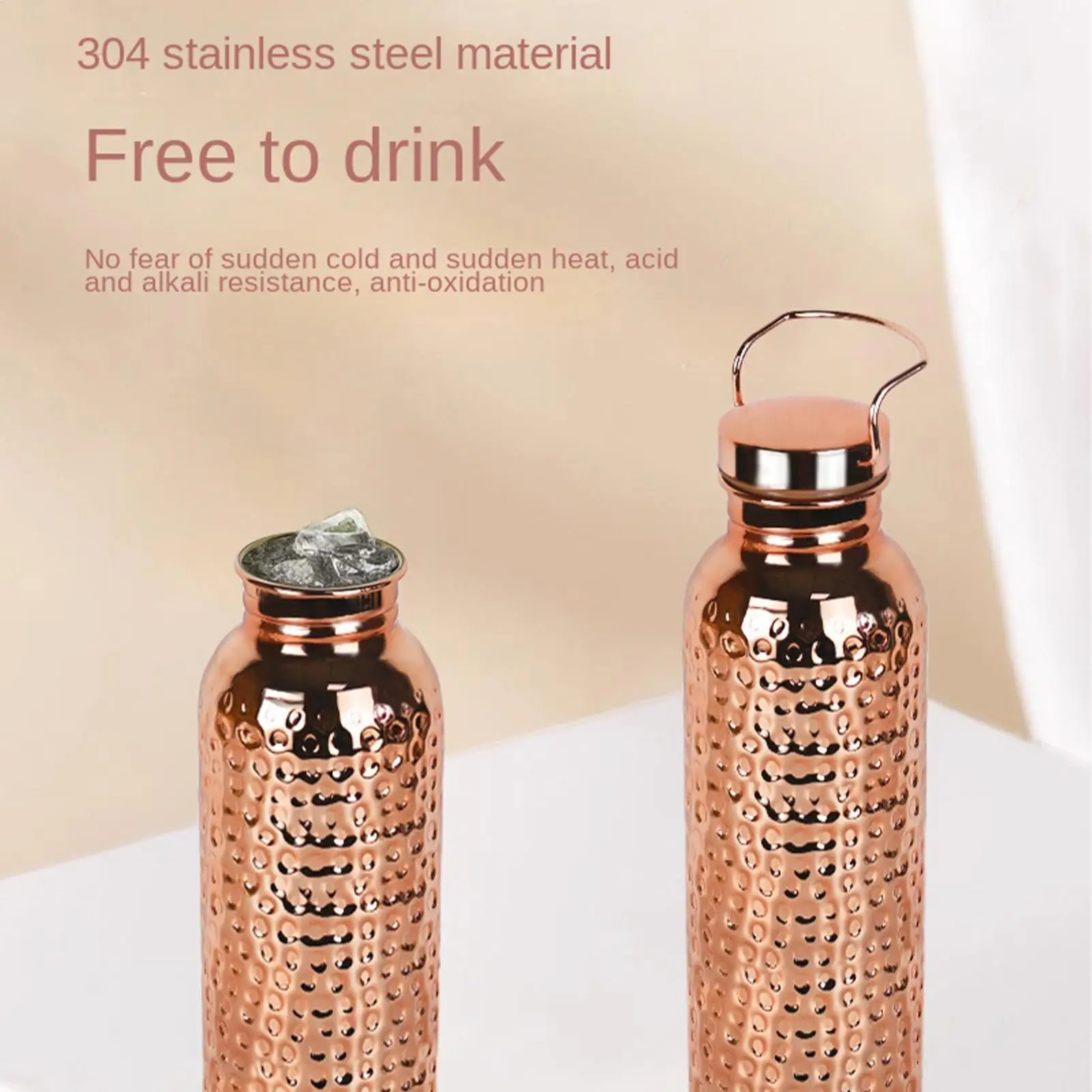800ml Pure Copper Insulated Stainless Steel Water Bottle