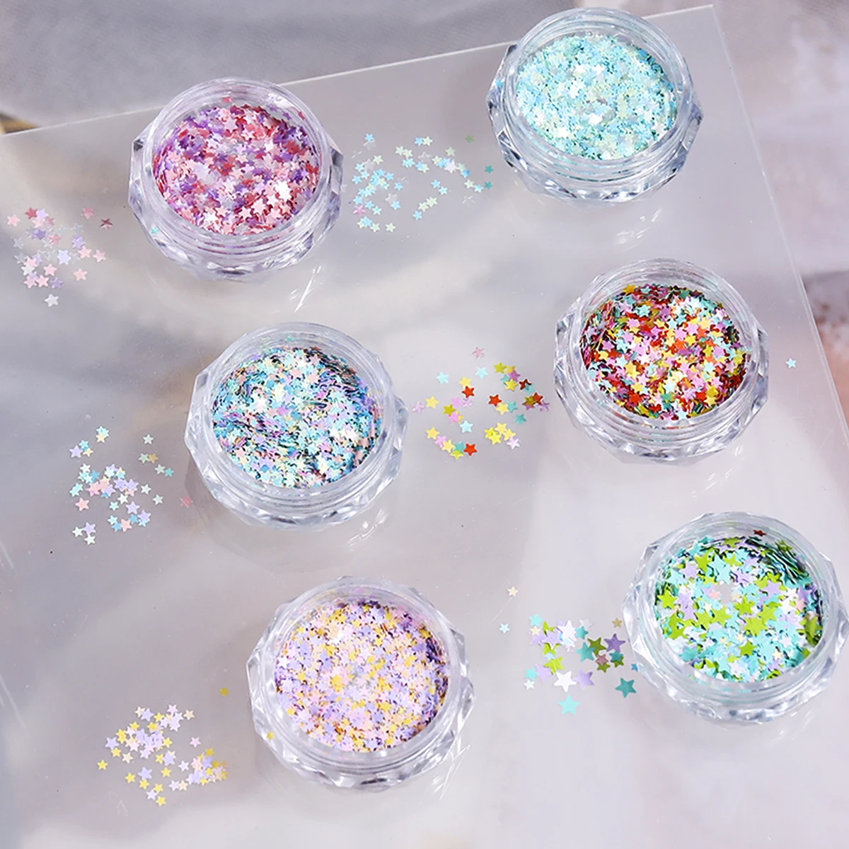 Mehrfarbige Stern-Glitzer-Nagelkunst-Dekorationen, ultradünne Nagelaufkleber, niedliche fünfzackige Stern-Glitzer-ultradünne Nagelaufkleber – Detail 8