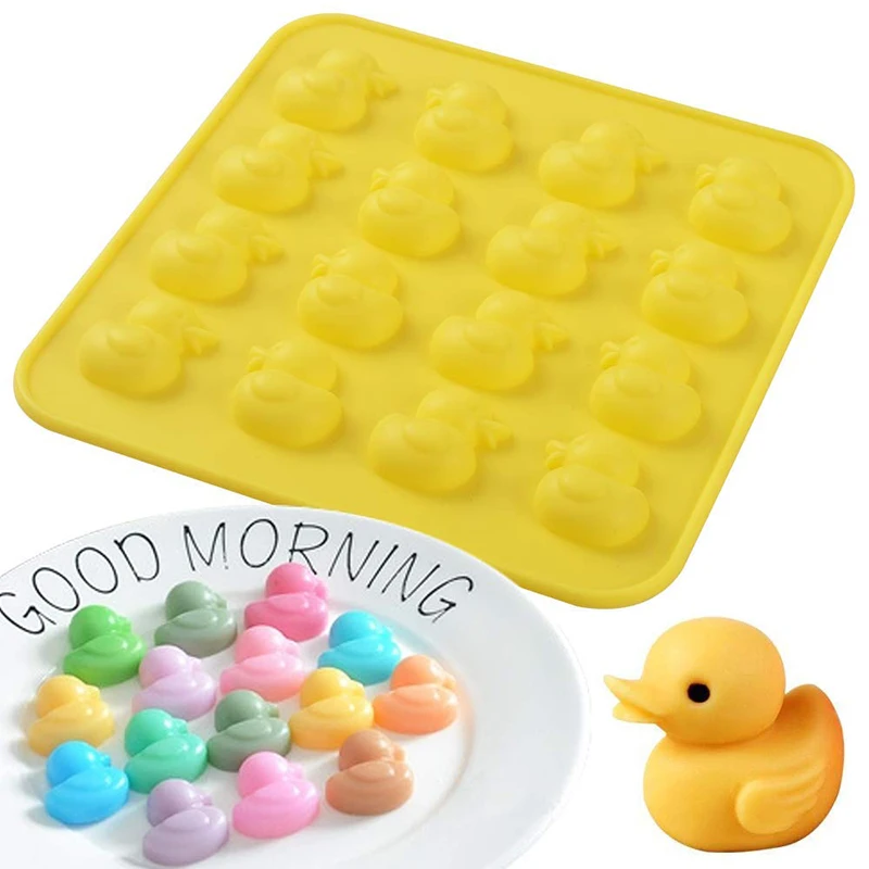 Silicone Mini Duckling Chocolate Mold Jelly Block Bar Mold Epoxy Ice Tray Fondant Cake Decor Candy Tool Kitchen Baking Supplies