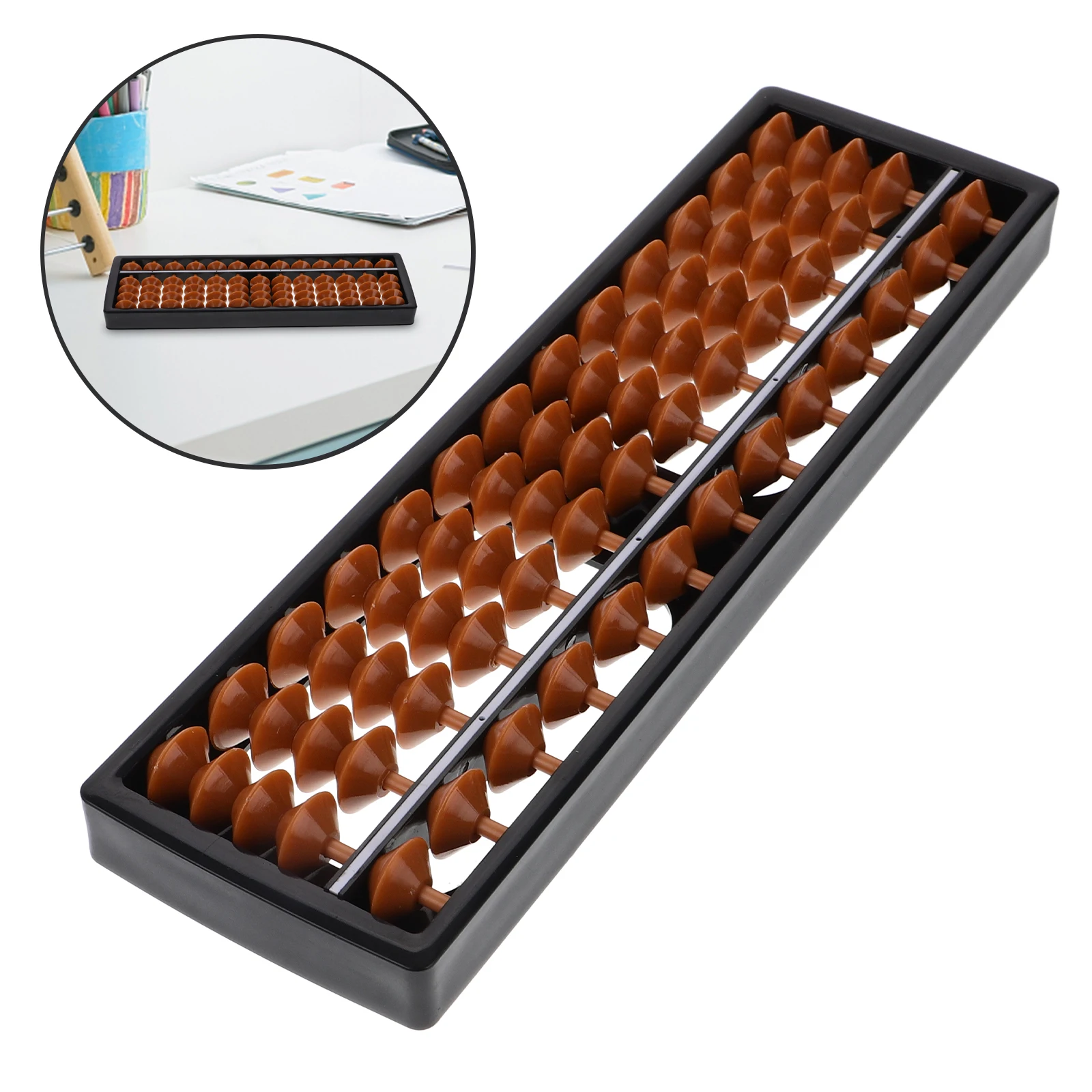 

15-Column Chinese Math Learning Tool Portable Vintage Style Beads Abacus For Kids Students Use Arithmetic