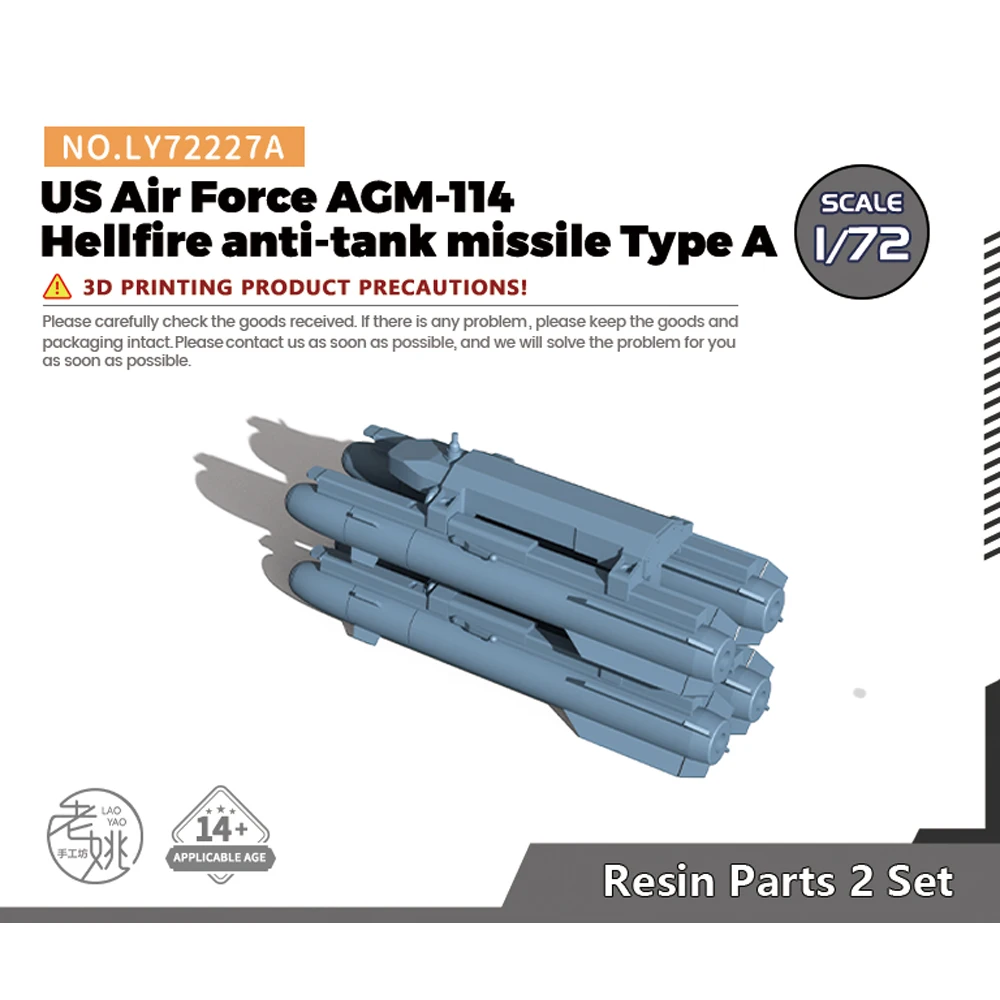 Yao's Studio LY227A 1/72 Model Upgrade Parts US Air Force AGM-114 Hellfire anti-tank missile Type A WWII WAR GAMES