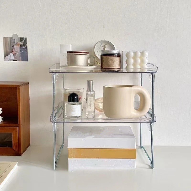 

2 шт./настольная прозрачная стойка для хранения, складной подстаканник, кухонная полка для специй, органайзер на столешнице