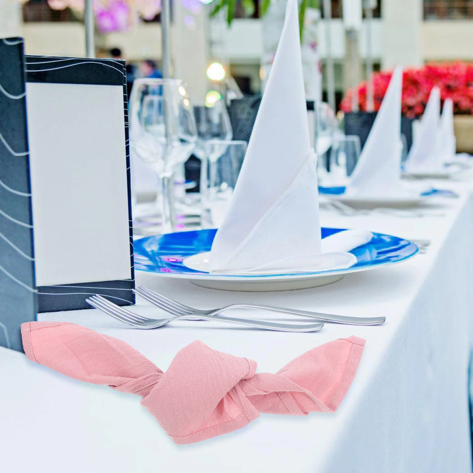 

12Pcs Cotton Dinner Napkins Soft Washable Reusable 40cm Pink Natural for Weddings Party Restaurant Table Use Natural Napkins